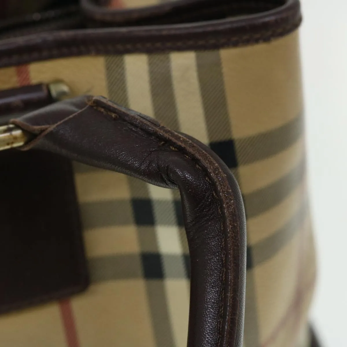 BURBERRY Nova Check Tote Bag PVC Leather Beige Brown  52765
