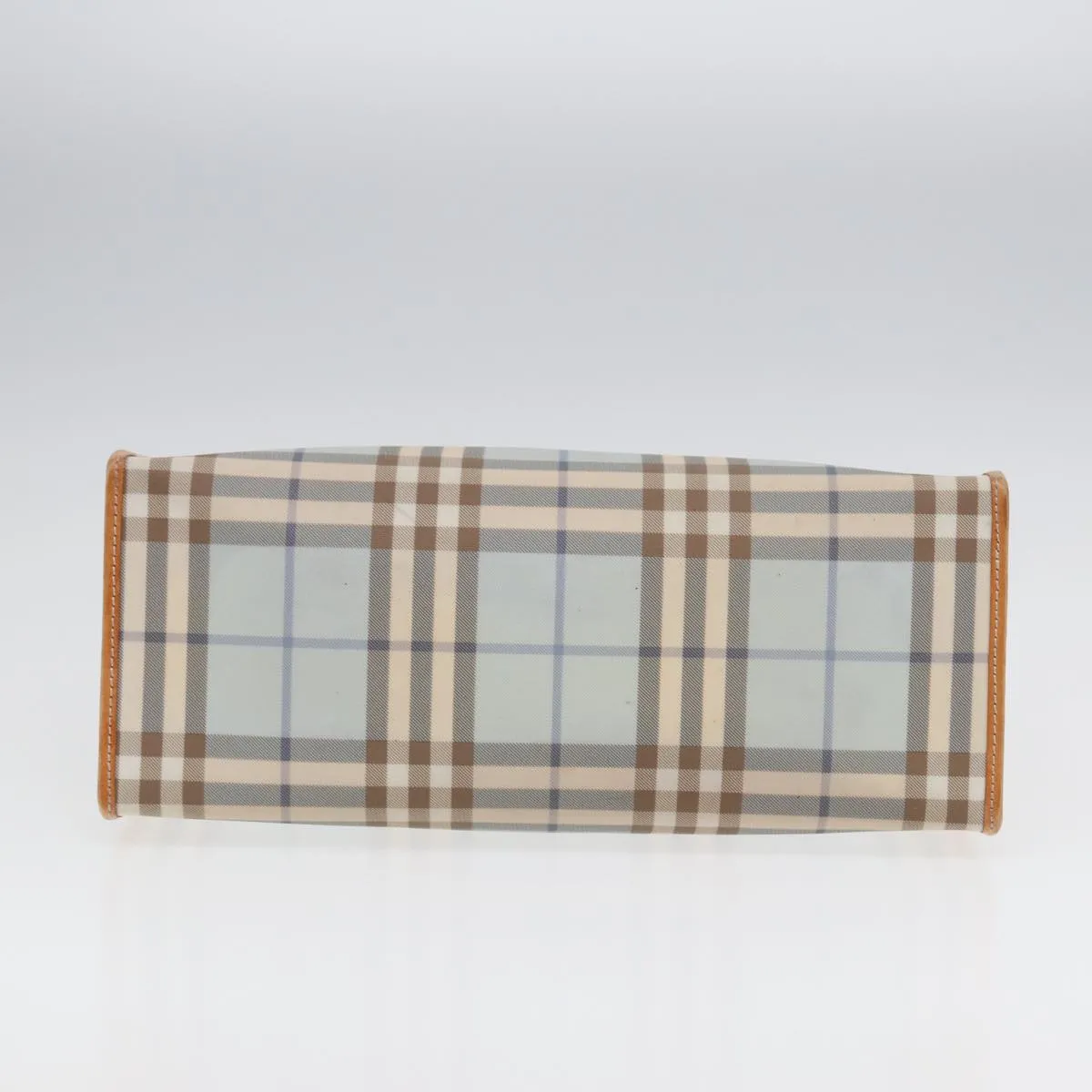 BURBERRY Nova Check Tote Bag PVC Leather Light Blue Brown  85709