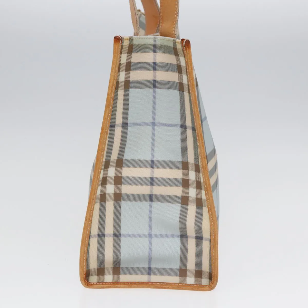 BURBERRY Nova Check Tote Bag PVC Leather Light Blue Brown  85709