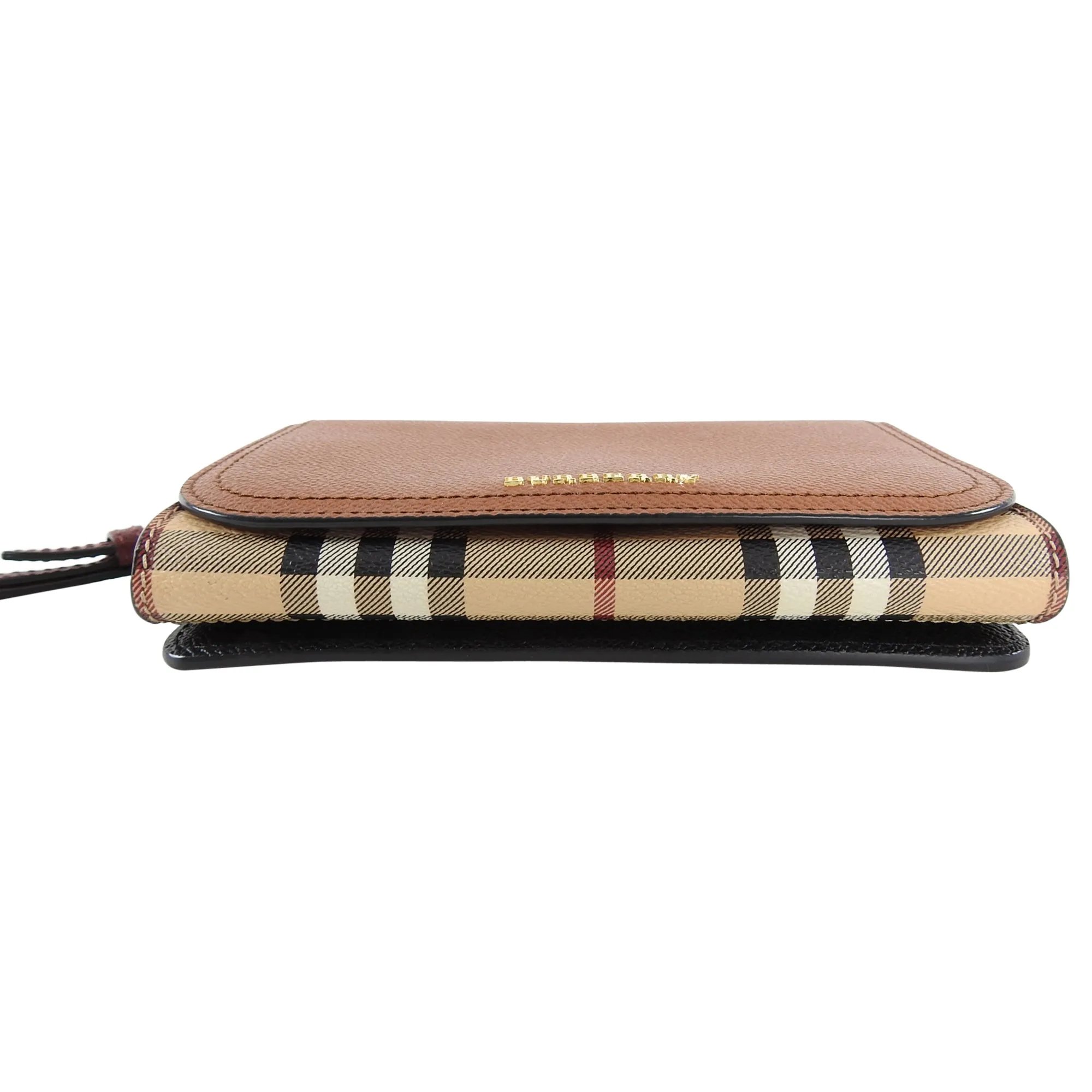 Burberry Small Nova Check Leather Wristlet Bag
