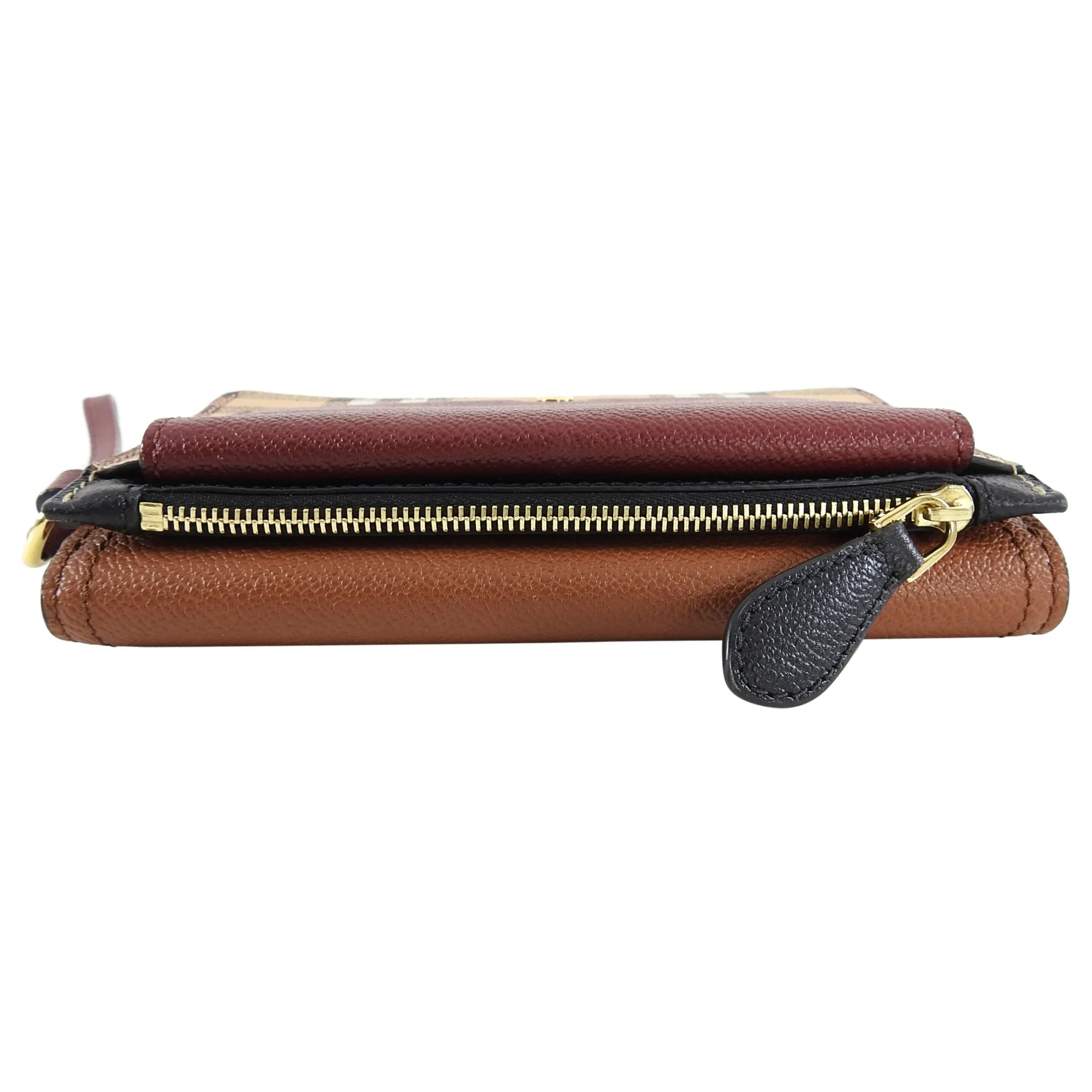 Burberry Small Nova Check Leather Wristlet Bag