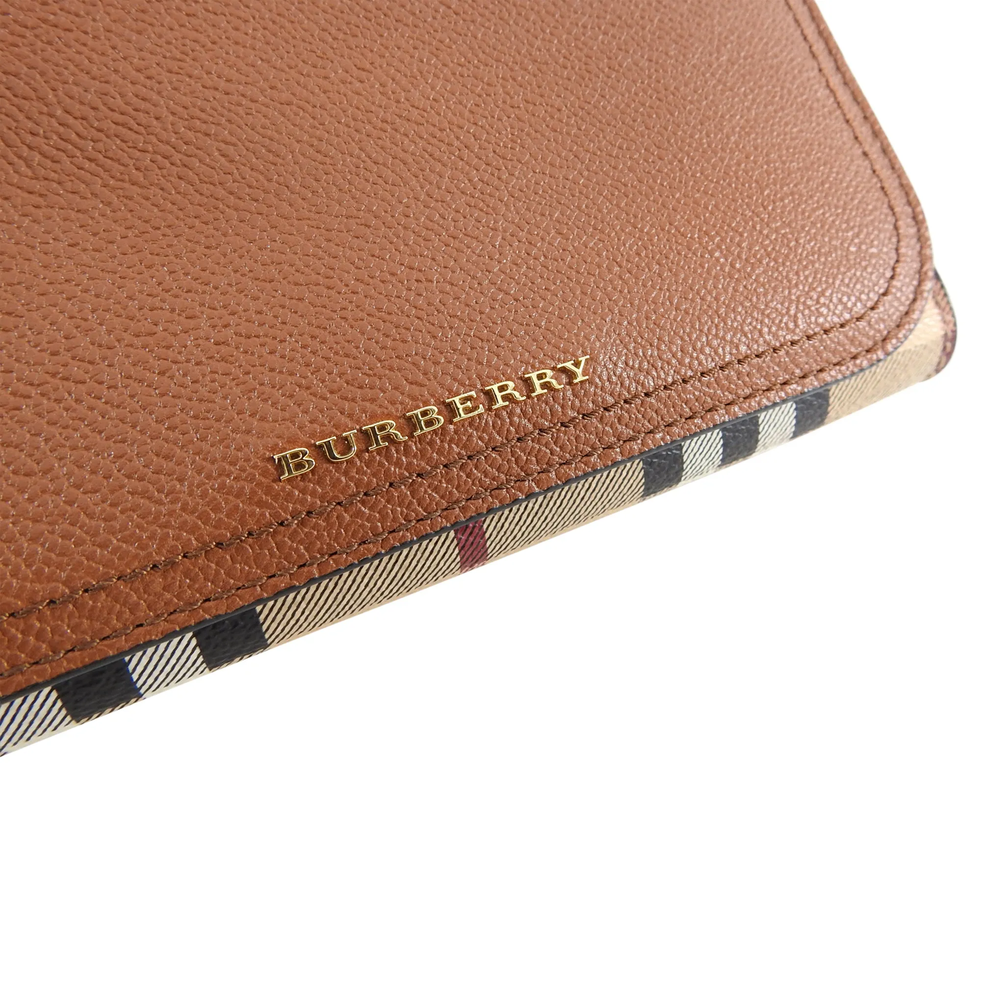 Burberry Small Nova Check Leather Wristlet Bag