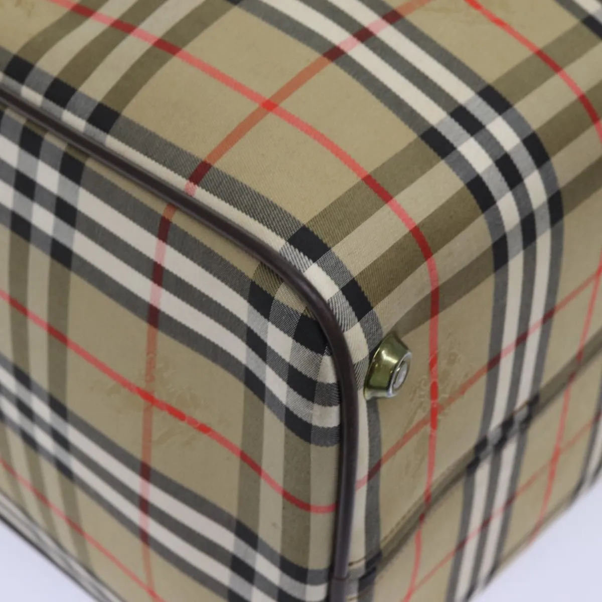 BURBERRYSs Nova Check Boston Bag Canvas Beige Auth yk11757