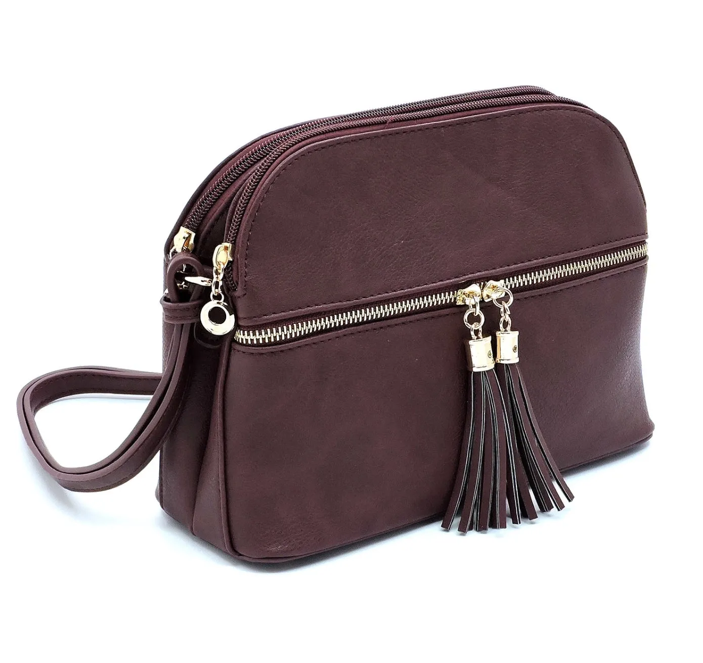 Burgundy Multi Compartment Crossbody Purse