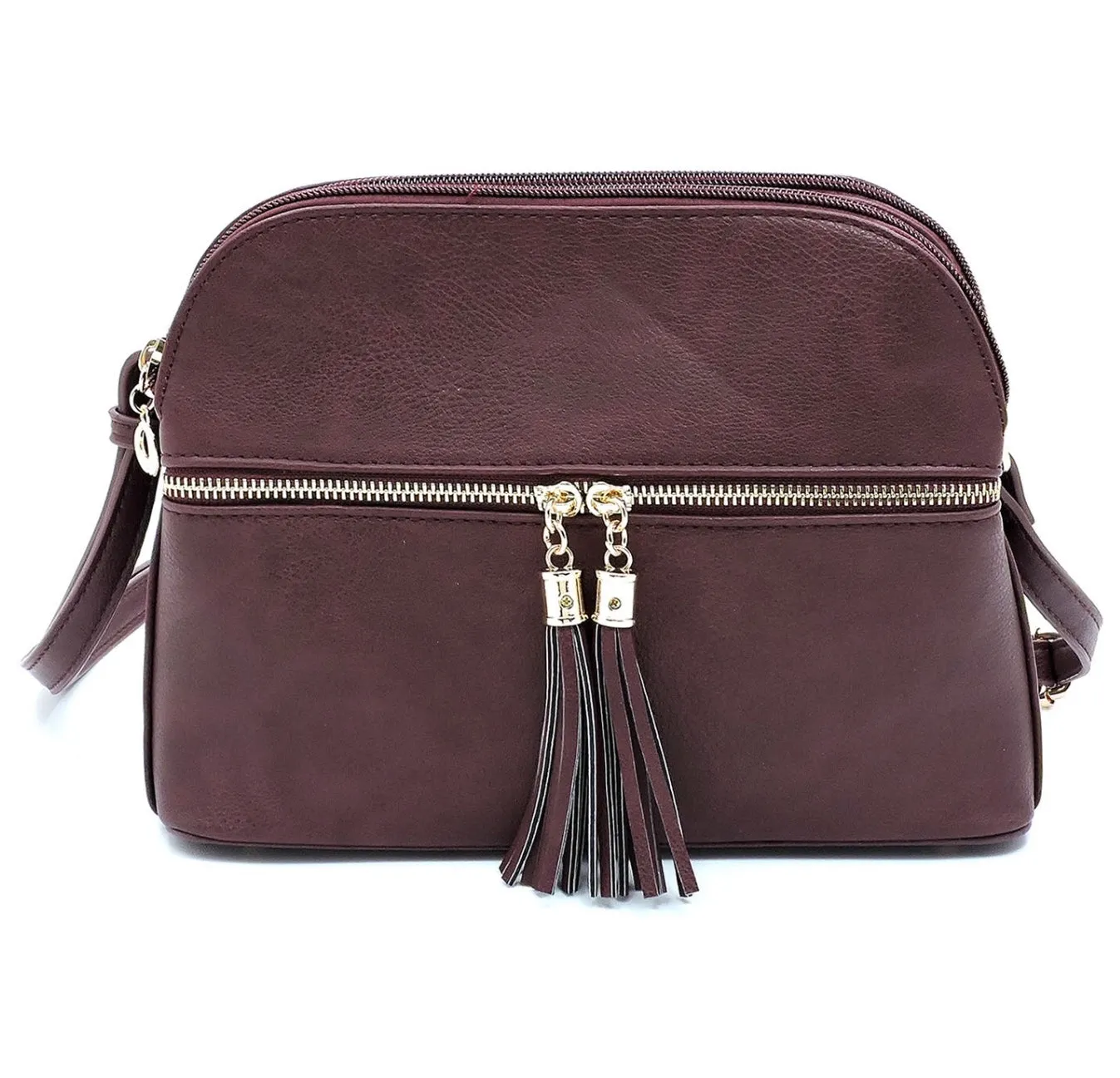 Burgundy Multi Compartment Crossbody Purse
