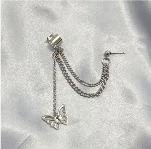 Butterfly Chain One-piece Earrings Sweet And Cool Girl Ear Bone Chain