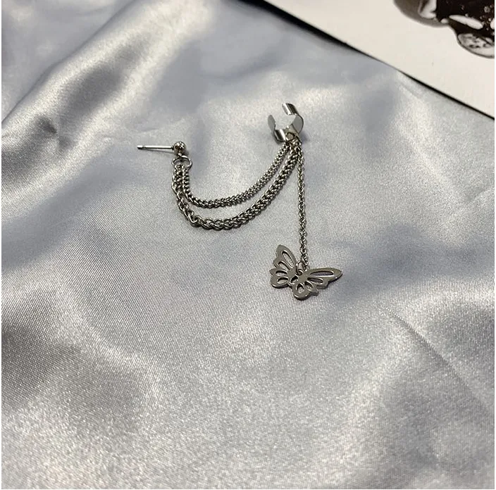 Butterfly Chain One-piece Earrings Sweet And Cool Girl Ear Bone Chain