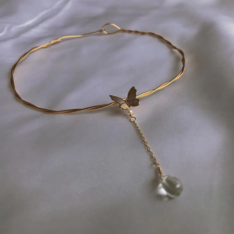 Butterfly Pendant Korean Aesthetic Golden Choker