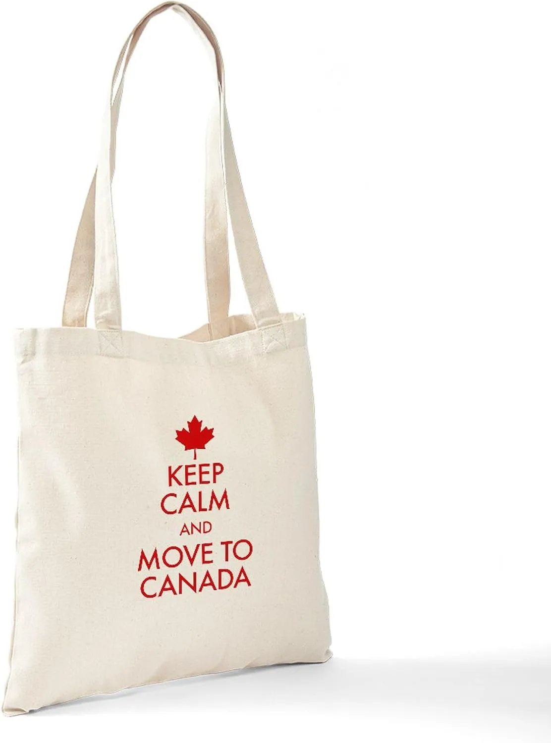 CafePress Keep Calm Move To Canada Tote Bag Reusable Natural Beige Canvas Shopping Bag