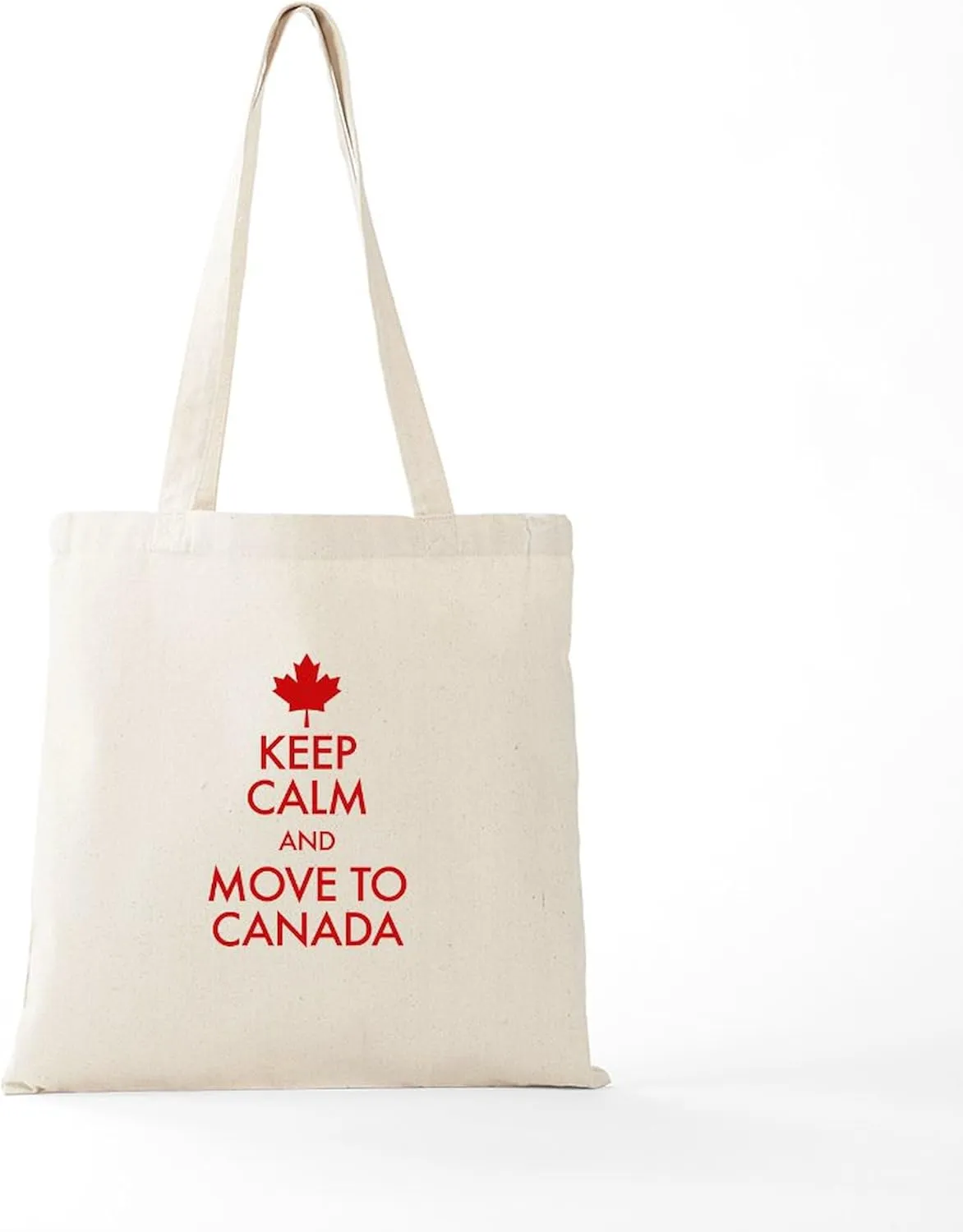 CafePress Keep Calm Move To Canada Tote Bag Reusable Natural Beige Canvas Shopping Bag