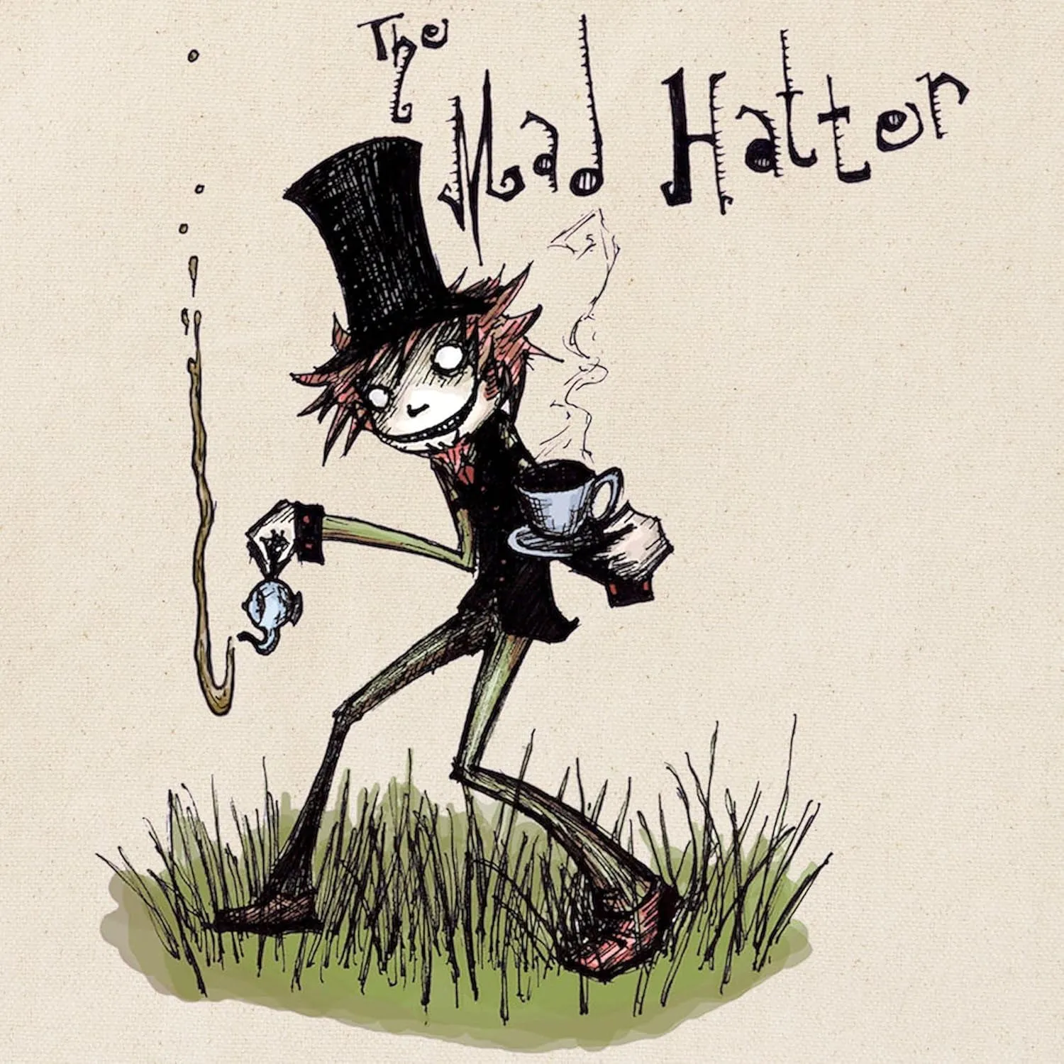 CafePress The Mad Hatter Tote Bag Reusable Natural Beige Canvas Shopping Bag