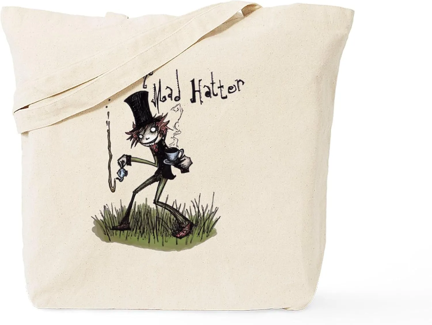 CafePress The Mad Hatter Tote Bag Reusable Natural Beige Canvas Shopping Bag