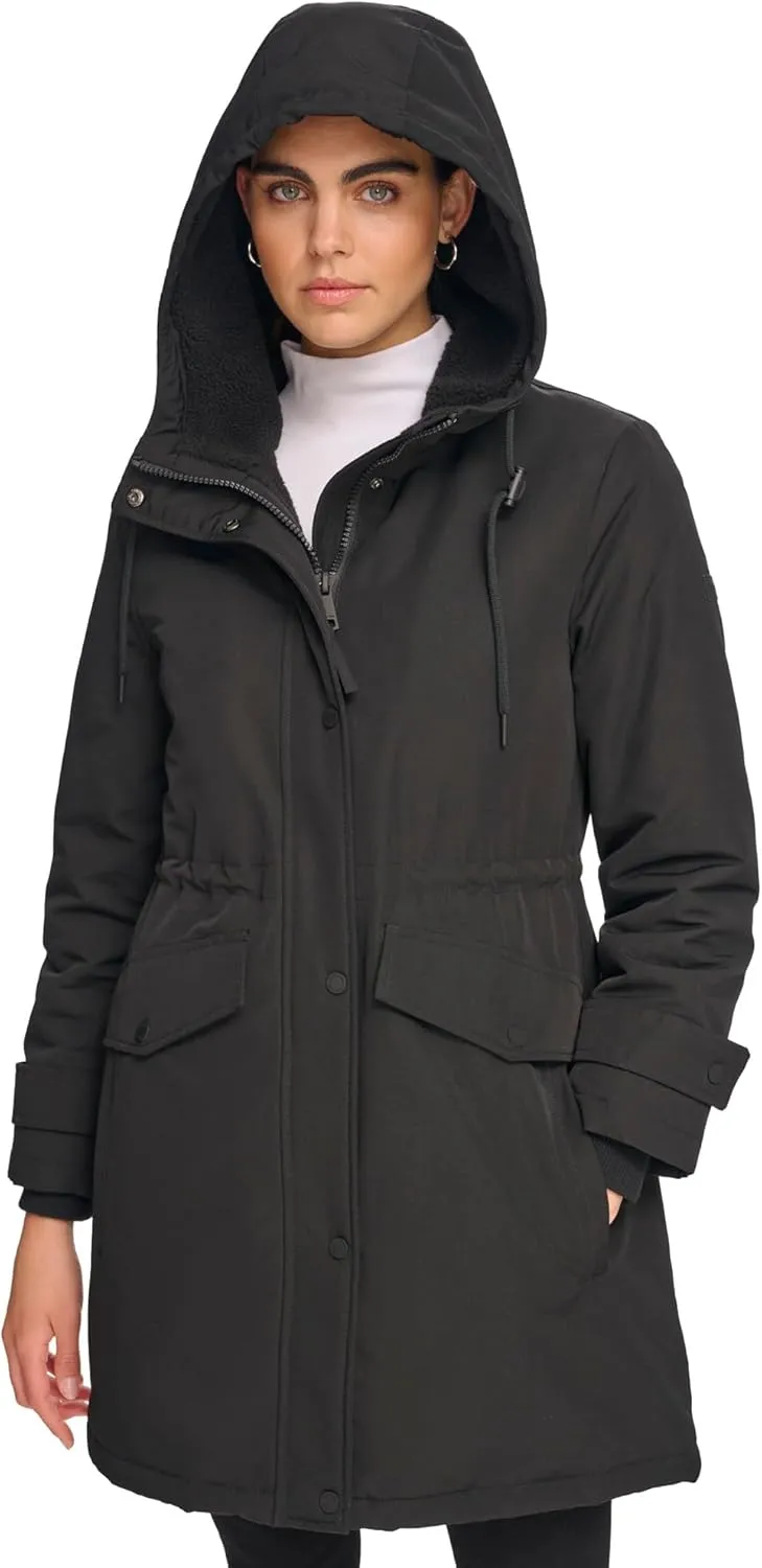 Calvin Klein Women's Long Water-Resistant Rain Jacket