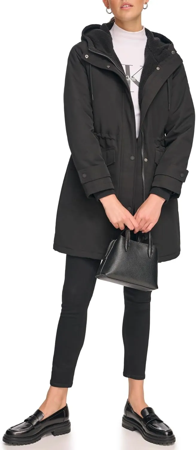 Calvin Klein Women's Long Water-Resistant Rain Jacket