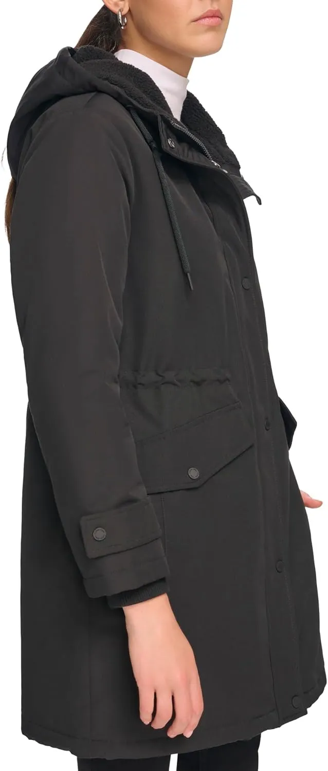 Calvin Klein Women's Long Water-Resistant Rain Jacket