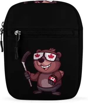 Canadian Beaver Hockey Sling Backpack Crossbody Waist Pack Chest Bag Fanny Pack Chest Daypack for Travel Sports Hiking