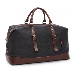 Canvas and Leather Weekend Tote Bag Overnight Duffle Bag Travel Weekender Bag