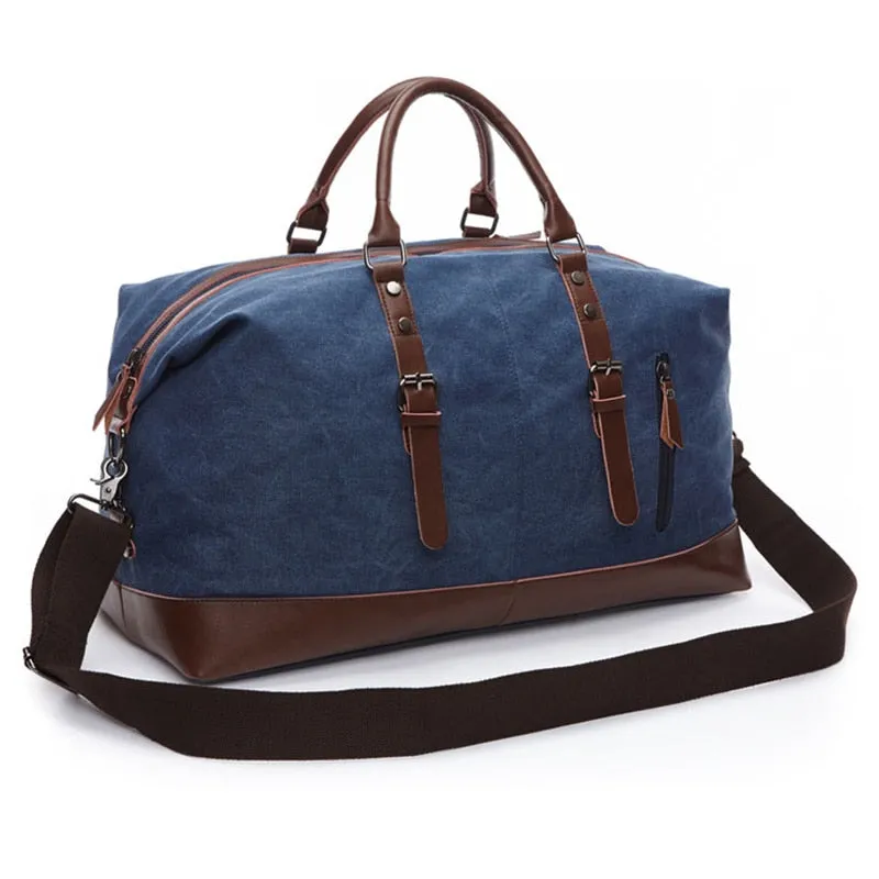 Canvas and Leather Weekend Tote Bag Overnight Duffle Bag Travel Weekender Bag