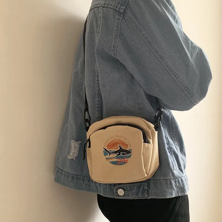 Canvas Cell Phone Simple Small Crossbody Bags