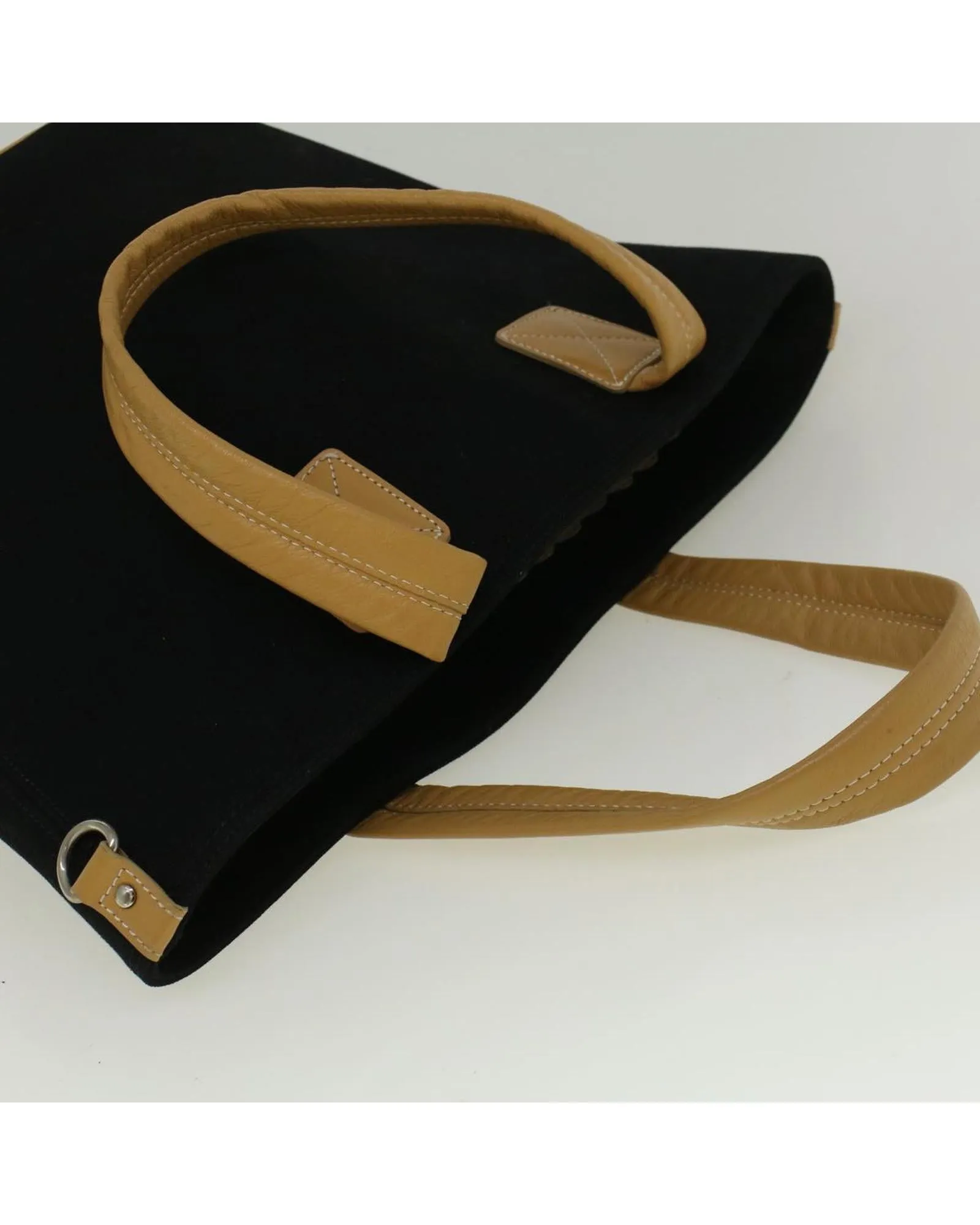 Canvas Tote Bag with Black and Beige Design