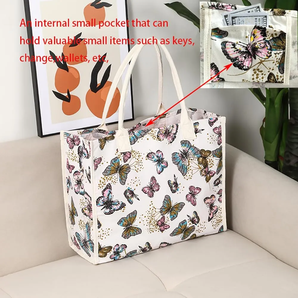 Canvas Tote Bag，Reusable Grocery Bags,Shopping Bags,Utility Tote Bag,Foldable Grocery,Beach Bag.