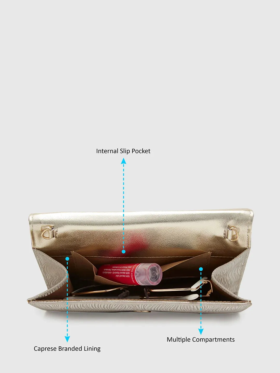 Caprese Eryka Clutch Medium Light Gold