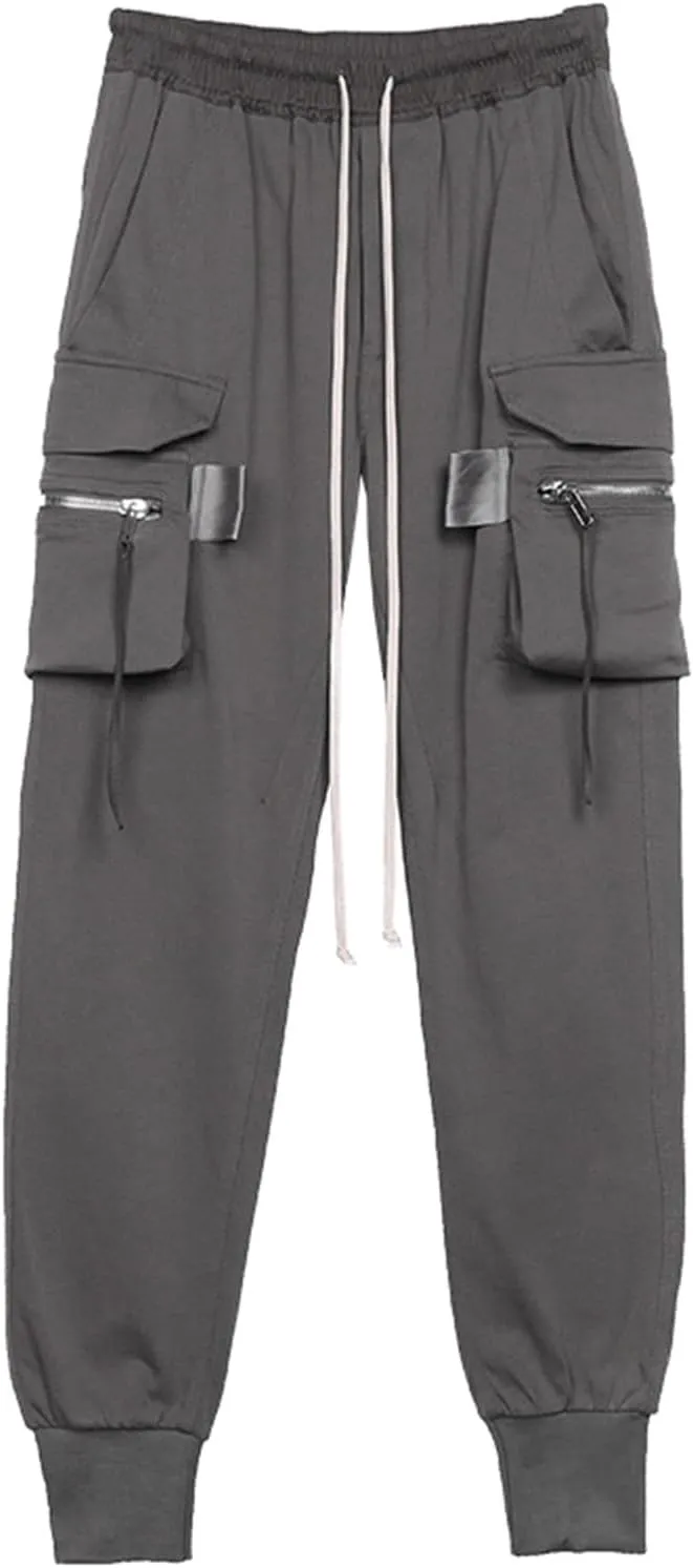 cargo pants multi-pocket casual pants for men(Grey,S)