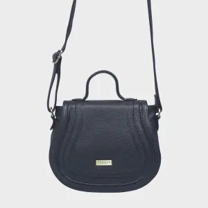 'CARMEL' Navy Real Leather Shoulder Crossbody Bag
