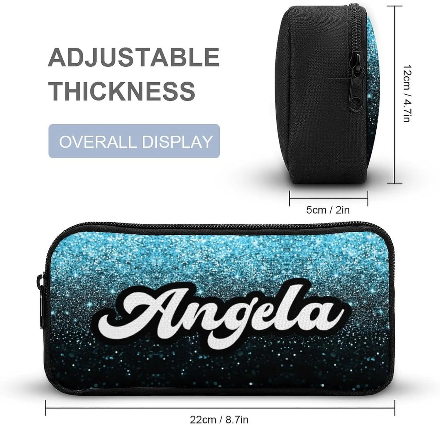 Casual Bags Set Blue Bling Glitter Sparkle Print Backpack Lunch Box Pencil Case for Kids Girls Boys School Bookbag for Students Children