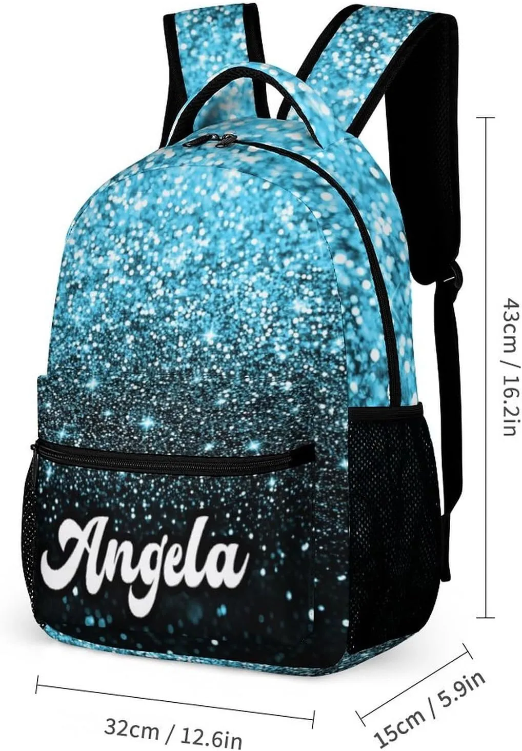 Casual Bags Set Blue Bling Glitter Sparkle Print Backpack Lunch Box Pencil Case for Kids Girls Boys School Bookbag for Students Children