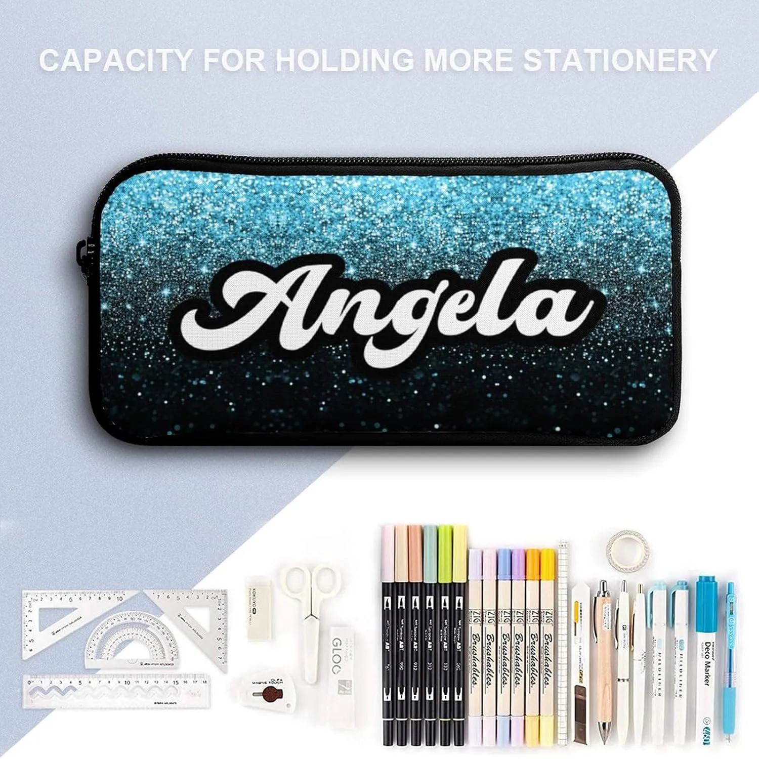 Casual Bags Set Blue Bling Glitter Sparkle Print Backpack Lunch Box Pencil Case for Kids Girls Boys School Bookbag for Students Children