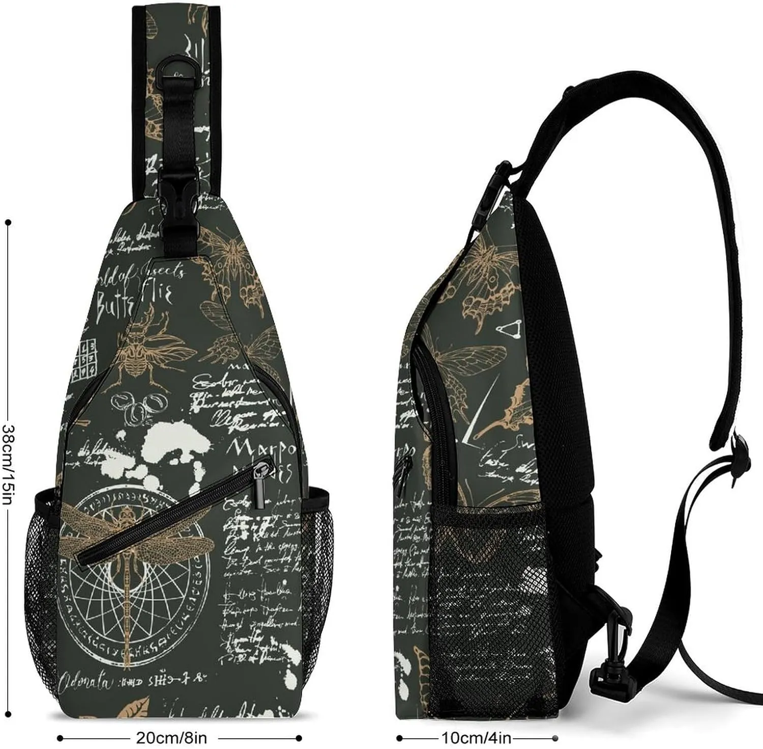 Casual Sling Backpack Butterflies-black Pattern Chest Bags Crossbody Sling Bag Travel Hiking Daypack Shoulder Bag for Women Men, 38x20cm, Style-5
