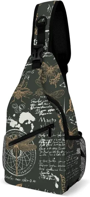 Casual Sling Backpack Butterflies-black Pattern Chest Bags Crossbody Sling Bag Travel Hiking Daypack Shoulder Bag for Women Men, 38x20cm, Style-5