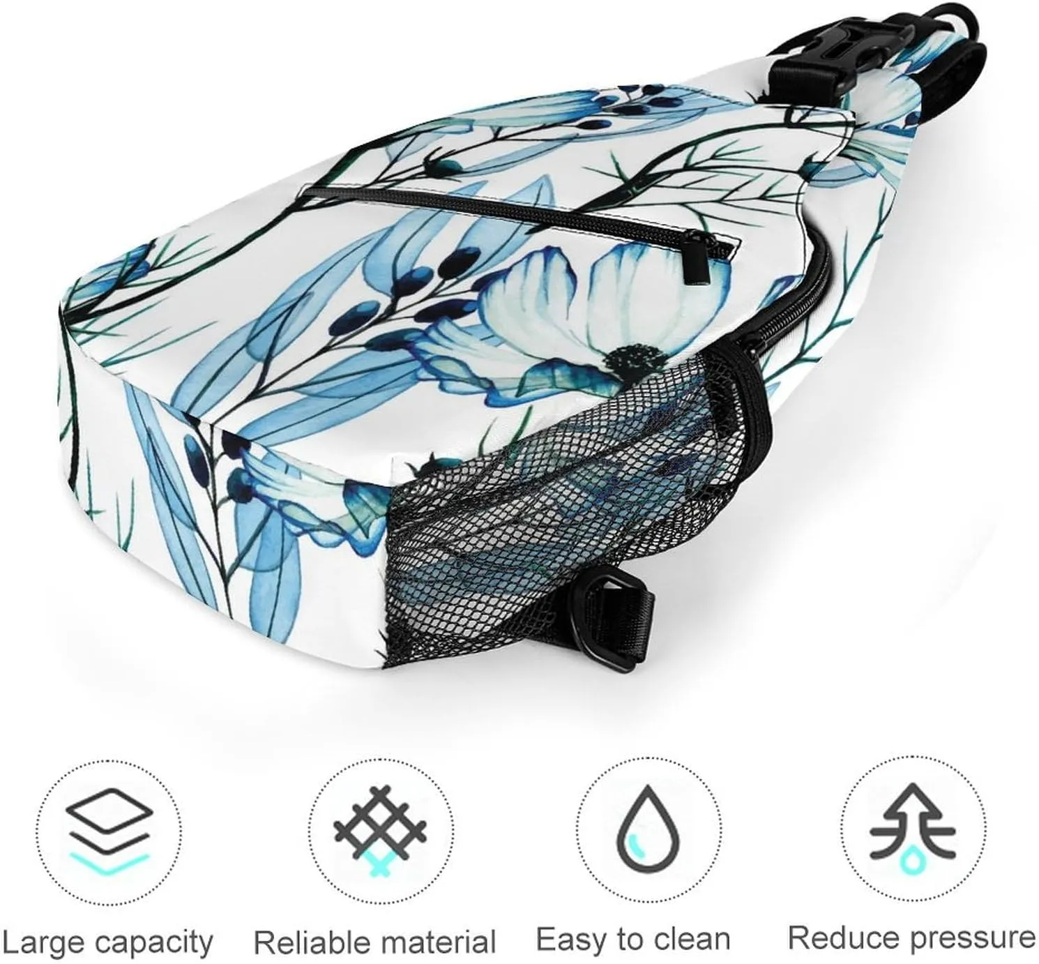 Casual Sling Backpack Chamomile-flowers-print Chest Bags Crossbody Sling Bag Travel Hiking Daypack Shoulder Bag for Women Men, 38x20cm, Style-4
