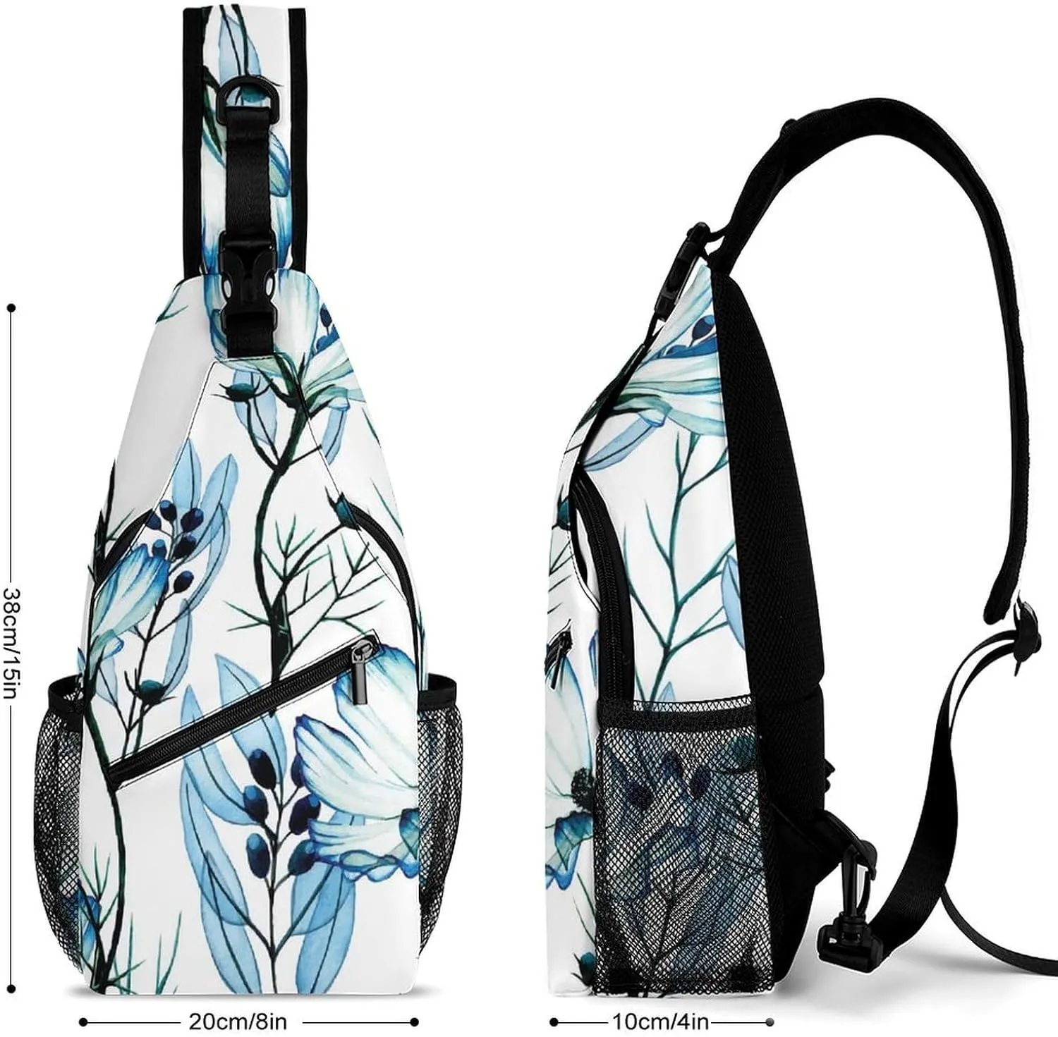 Casual Sling Backpack Chamomile-flowers-print Chest Bags Crossbody Sling Bag Travel Hiking Daypack Shoulder Bag for Women Men, 38x20cm, Style-4