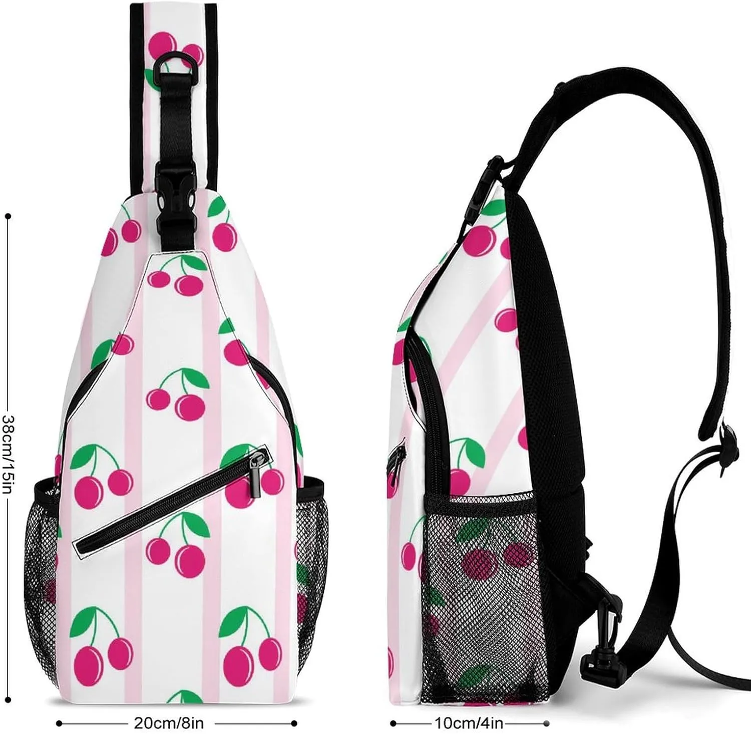 Casual Sling Backpack Cherry-red-print Chest Bags Crossbody Sling Bag Travel Hiking Daypack Shoulder Bag for Women Men