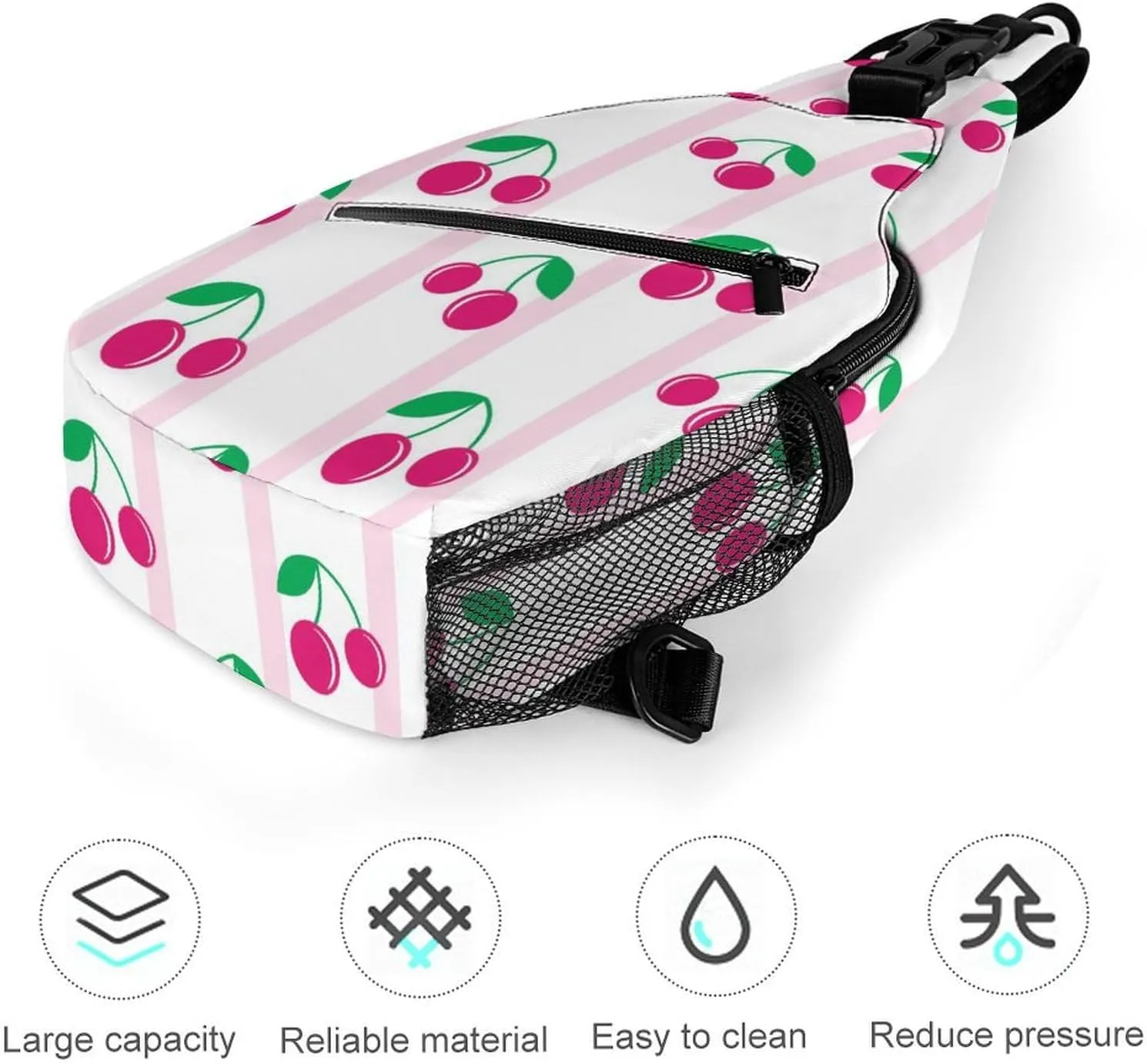 Casual Sling Backpack Cherry-red-print Chest Bags Crossbody Sling Bag Travel Hiking Daypack Shoulder Bag for Women Men