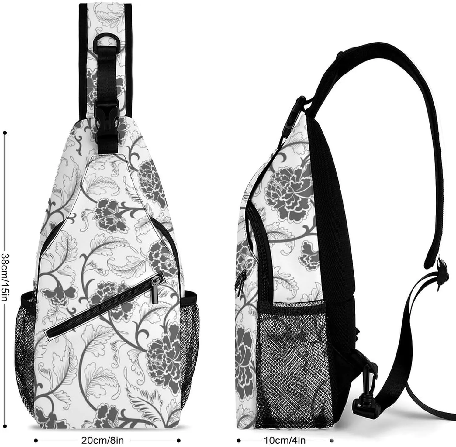 Casual Sling Backpack Chinese-pattern Chest Bags Crossbody Sling Bag Travel Hiking Daypack Shoulder Bag for Women Men, 38x20cm, Style