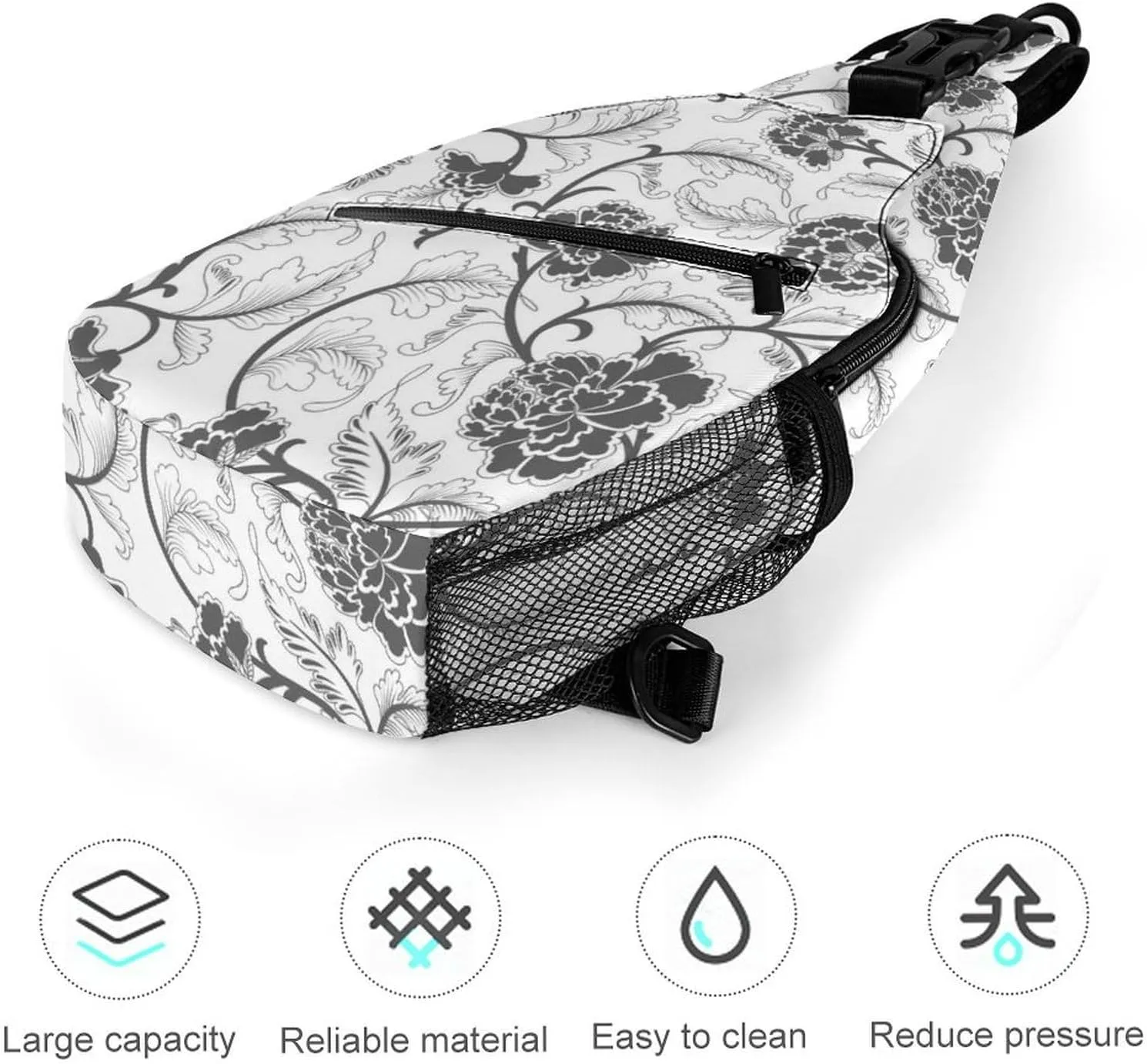 Casual Sling Backpack Chinese-pattern Chest Bags Crossbody Sling Bag Travel Hiking Daypack Shoulder Bag for Women Men, 38x20cm, Style