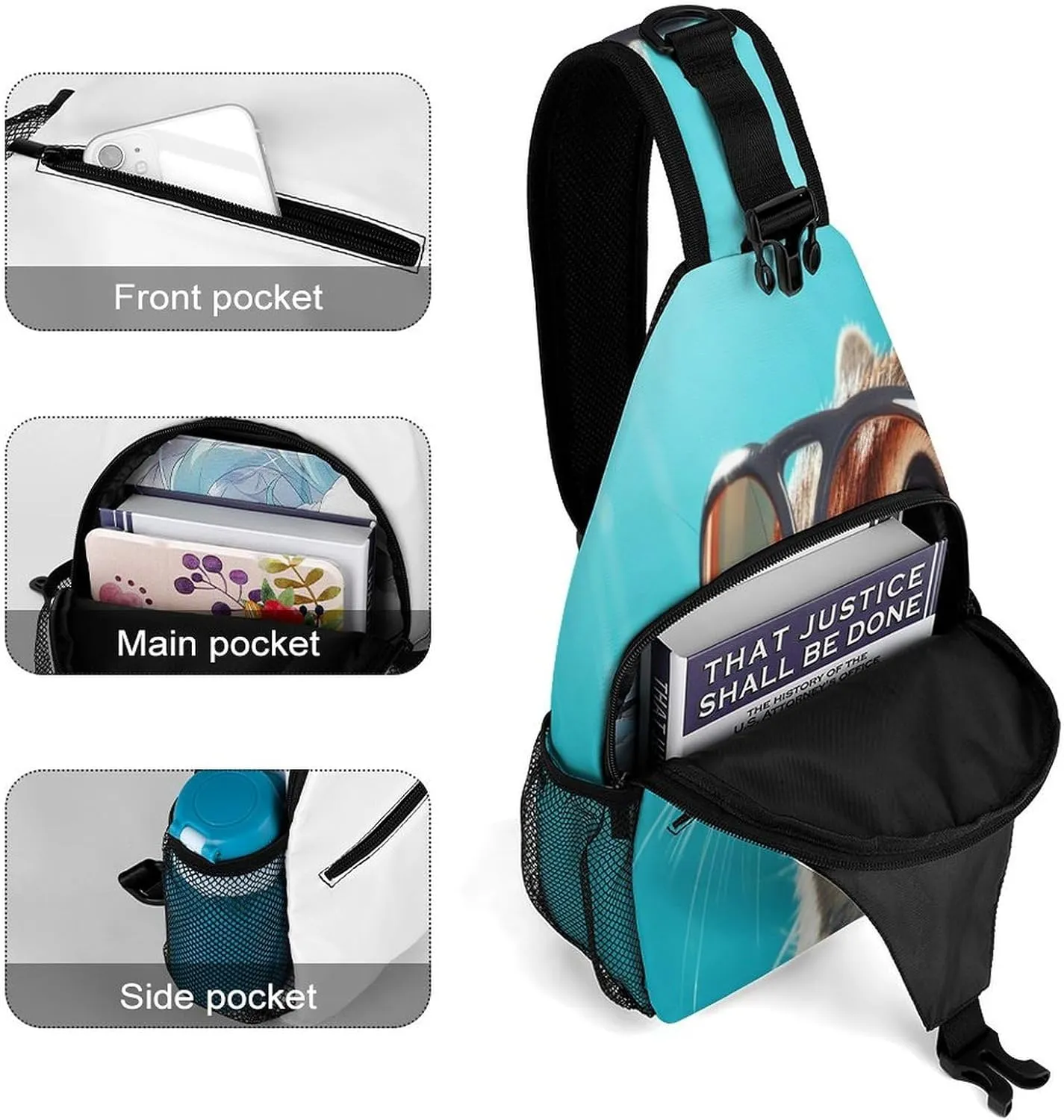 Casual Sling Backpack Chipmunk-print Chest Bags Crossbody Sling Bag Travel Hiking Daypack Shoulder Bag for Women Men, 38x20cm, Style-1
