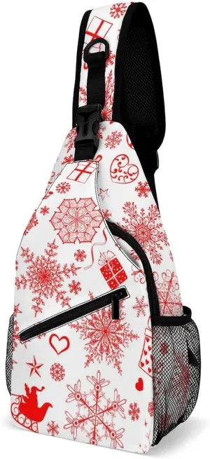 Casual Sling Backpack Christmas-snowflakes-white Chest Bags Crossbody Sling Bag Travel Hiking Daypack Shoulder Bag for Women Men