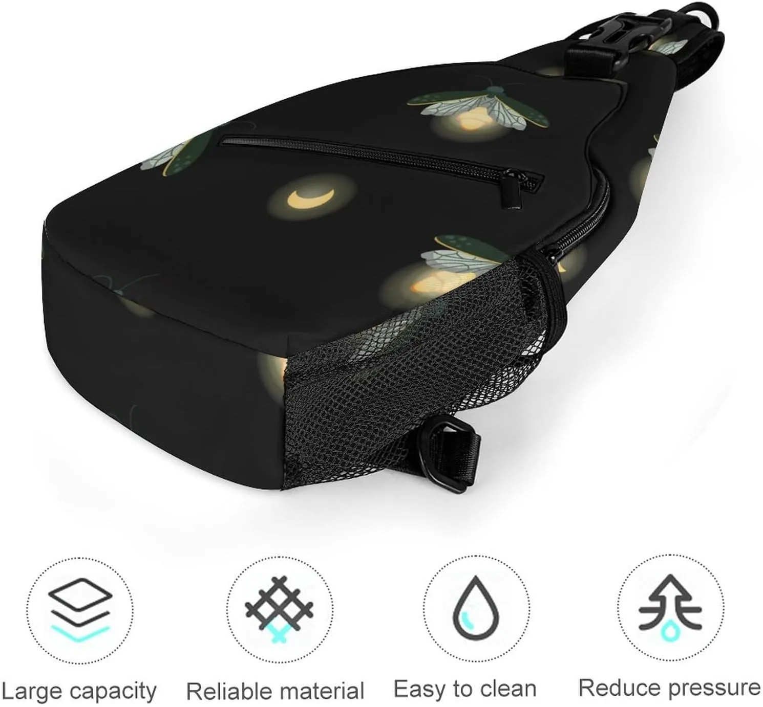 Casual Sling Backpack Fireflies-pattern Chest Bags Crossbody Sling Bag Travel Hiking Daypack Shoulder Bag for Women Men
