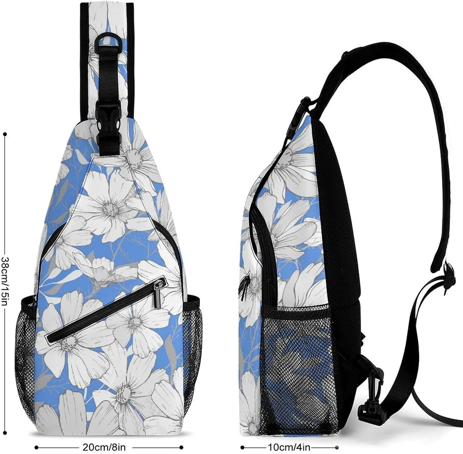 Casual Sling Backpack Floral-cosmos-flower Chest Bags Crossbody Sling Bag Travel Hiking Daypack Shoulder Bag for Women Men, 38x20cm, Style-4