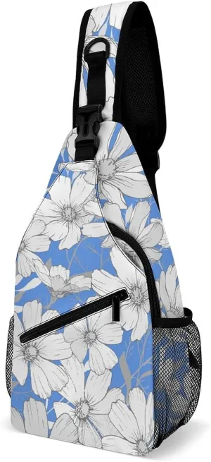 Casual Sling Backpack Floral-cosmos-flower Chest Bags Crossbody Sling Bag Travel Hiking Daypack Shoulder Bag for Women Men, 38x20cm, Style-4