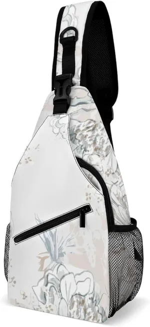 Casual Sling Backpack Floral-pastel-pattern Chest Bags Crossbody Sling Bag Travel Hiking Daypack Shoulder Bag for Women Men
