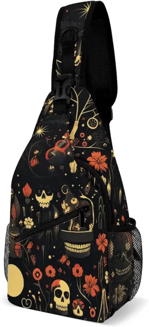 Casual Sling Backpack Halloweens-zombie-pattern Chest Bags Crossbody Sling Bag Travel Hiking Daypack Shoulder Bag for Women Men