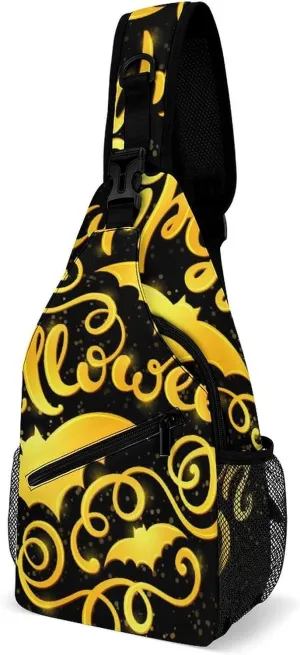 Casual Sling Backpack Happy-halloweens-texture Chest Bags Crossbody Sling Bag Travel Hiking Daypack Shoulder Bag for Women Men