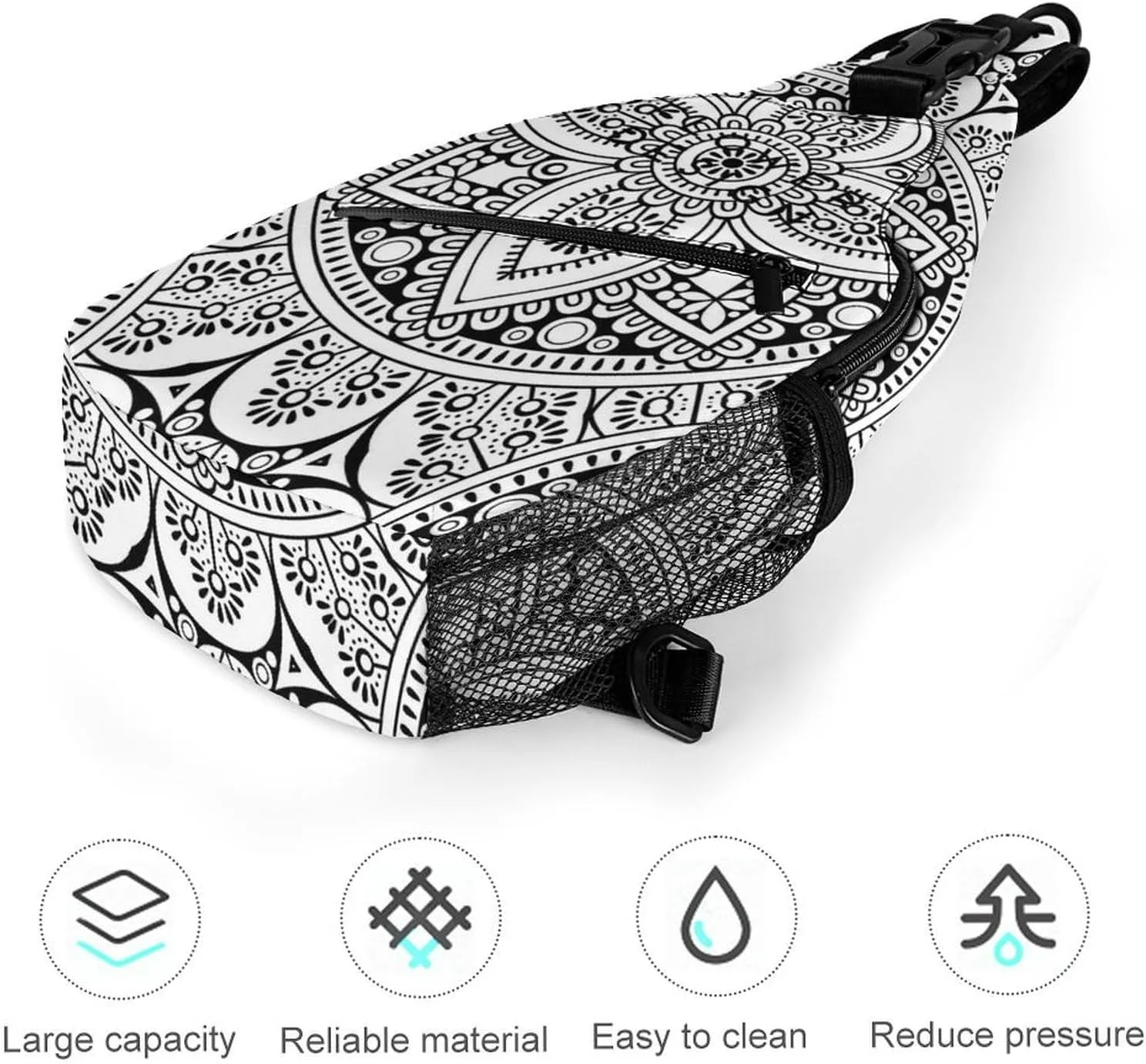 Casual Sling Backpack Mandala-design Chest Bags Crossbody Sling Bag Travel Hiking Daypack Shoulder Bag for Women Men, 38x20cm, Style-2