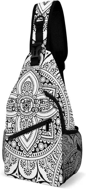 Casual Sling Backpack Mandala-design Chest Bags Crossbody Sling Bag Travel Hiking Daypack Shoulder Bag for Women Men, 38x20cm, Style-2