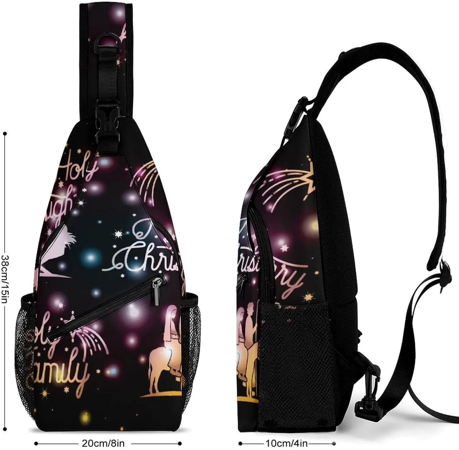 Casual Sling Backpack Merry-christmas-print Chest Bags Crossbody Sling Bag Travel Hiking Daypack Shoulder Bag for Women Men